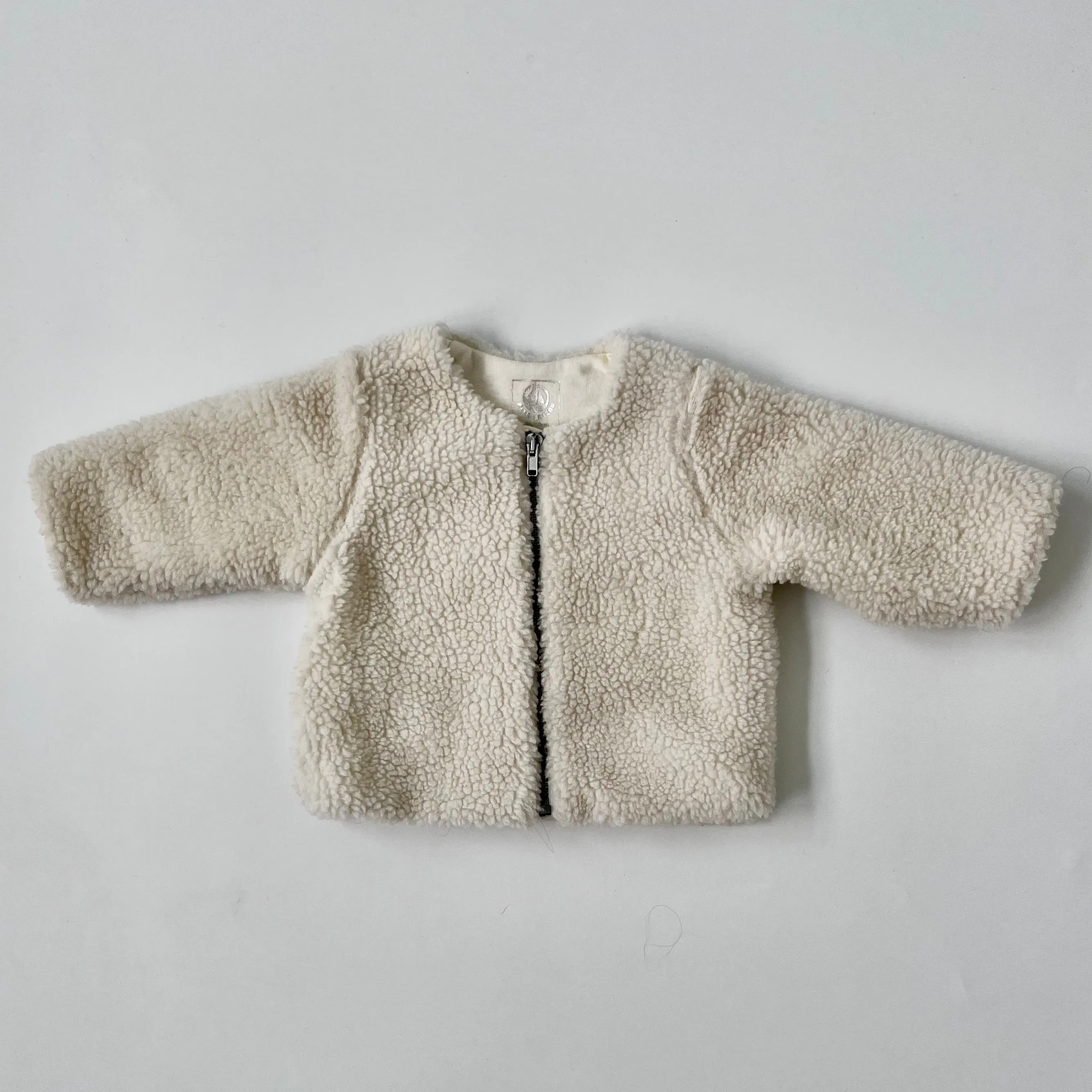 Petit Bateau White Faux Sheepskin Jacket: 3 Months