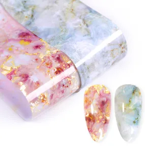 Pink Green Marble Nail Foil Paper Nail Art