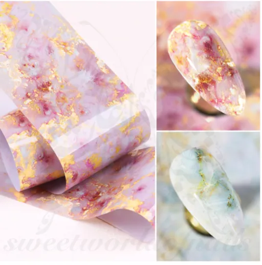 Pink Green Marble Nail Foil Paper Nail Art