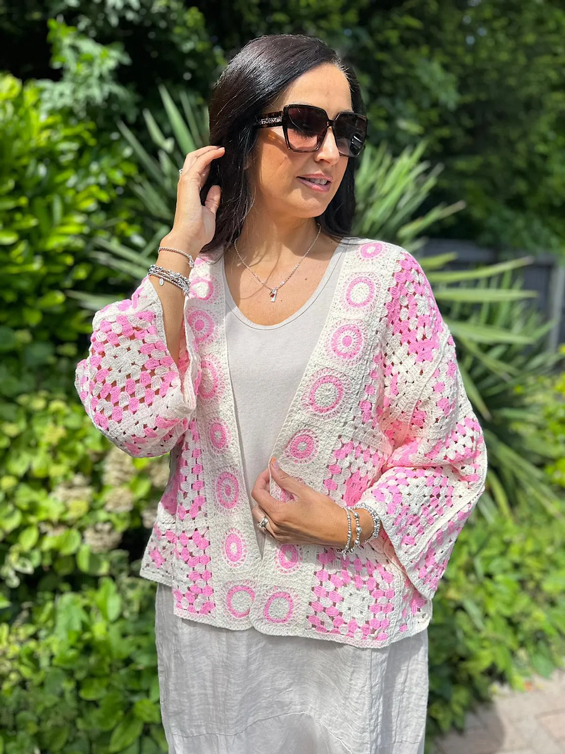 Pink Patchwork Crochet Jacket Holly