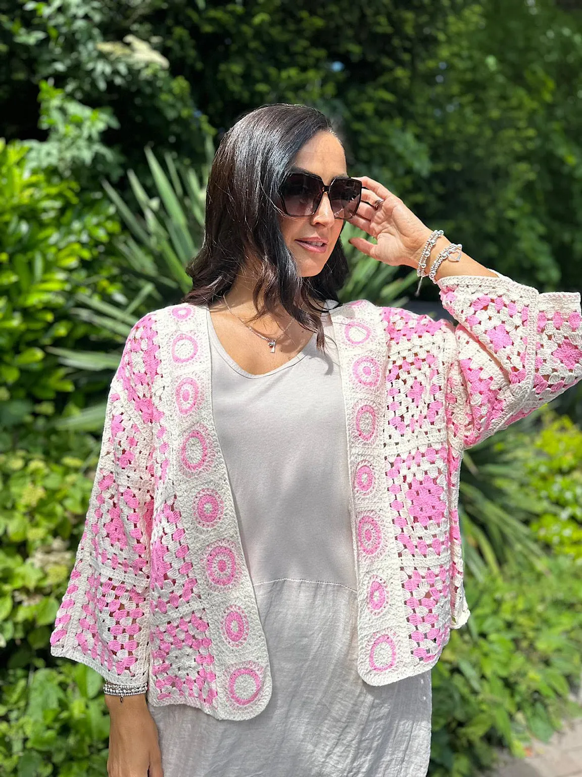 Pink Patchwork Crochet Jacket Holly