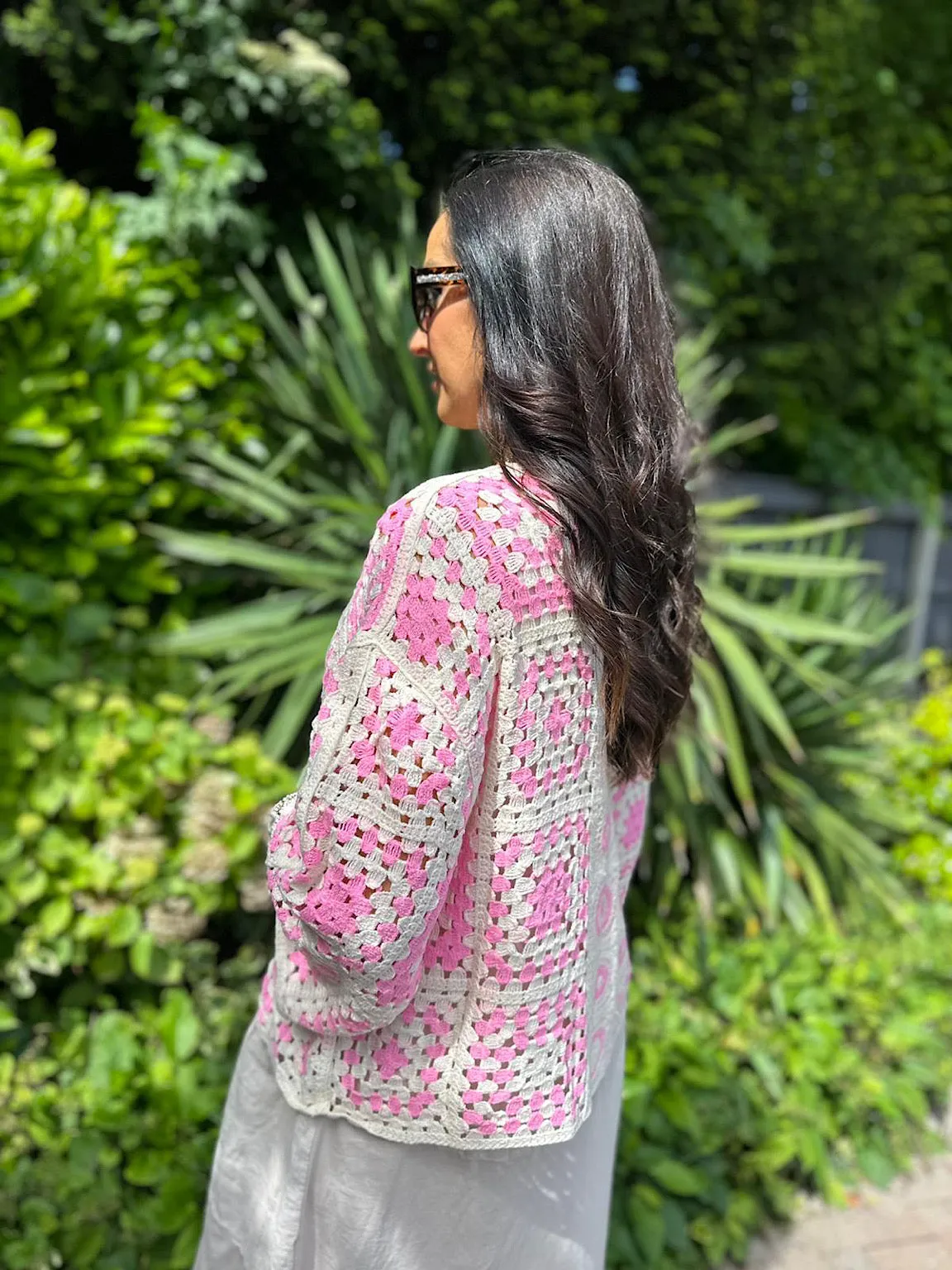 Pink Patchwork Crochet Jacket Holly