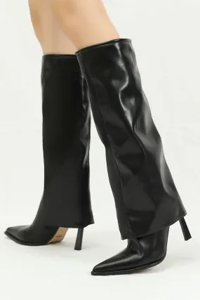 Pointed Toe Knee-High Trouser Boots