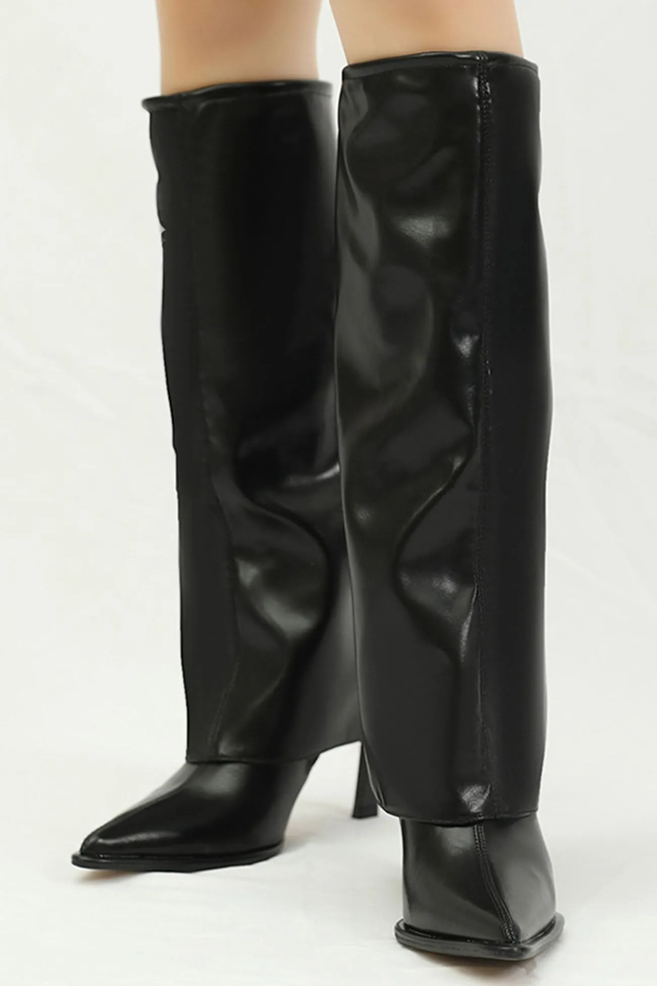 Pointed Toe Knee-High Trouser Boots