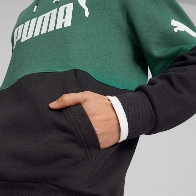 PUMA MEN'S POWER COLOURBLOCK GREEN HOODIE