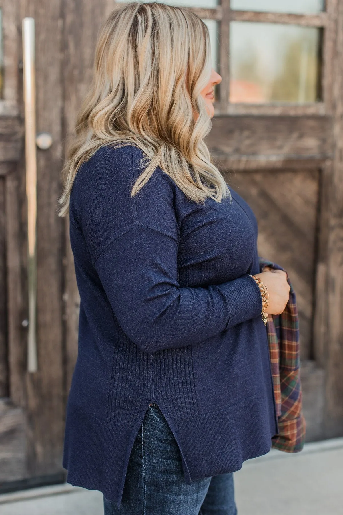 Ready For Anything Knit Sweater- Navy