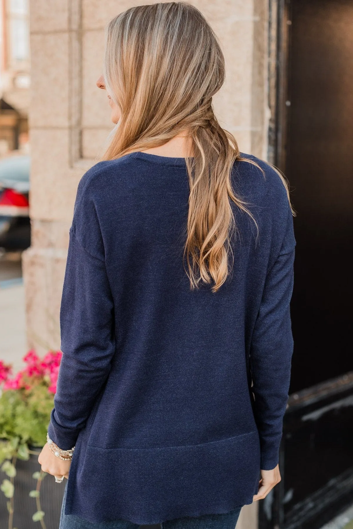 Ready For Anything Knit Sweater- Navy