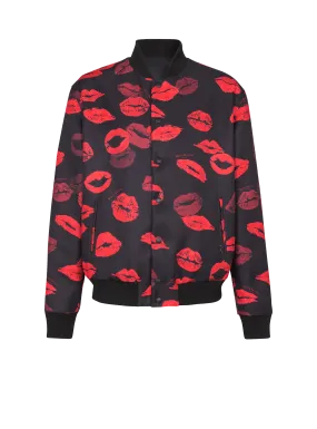 Reversible bomber jacket in plain and Kiss-print nylon