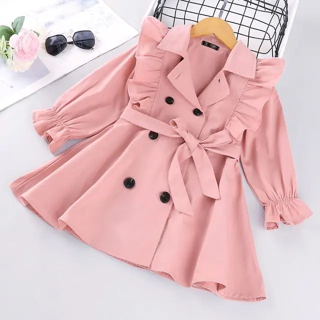 Ruffled Trench Coats For Girls