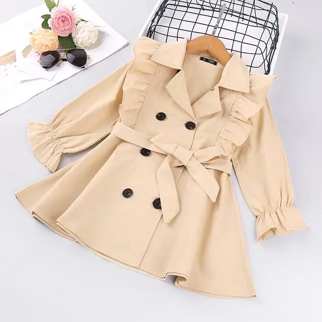 Ruffled Trench Coats For Girls