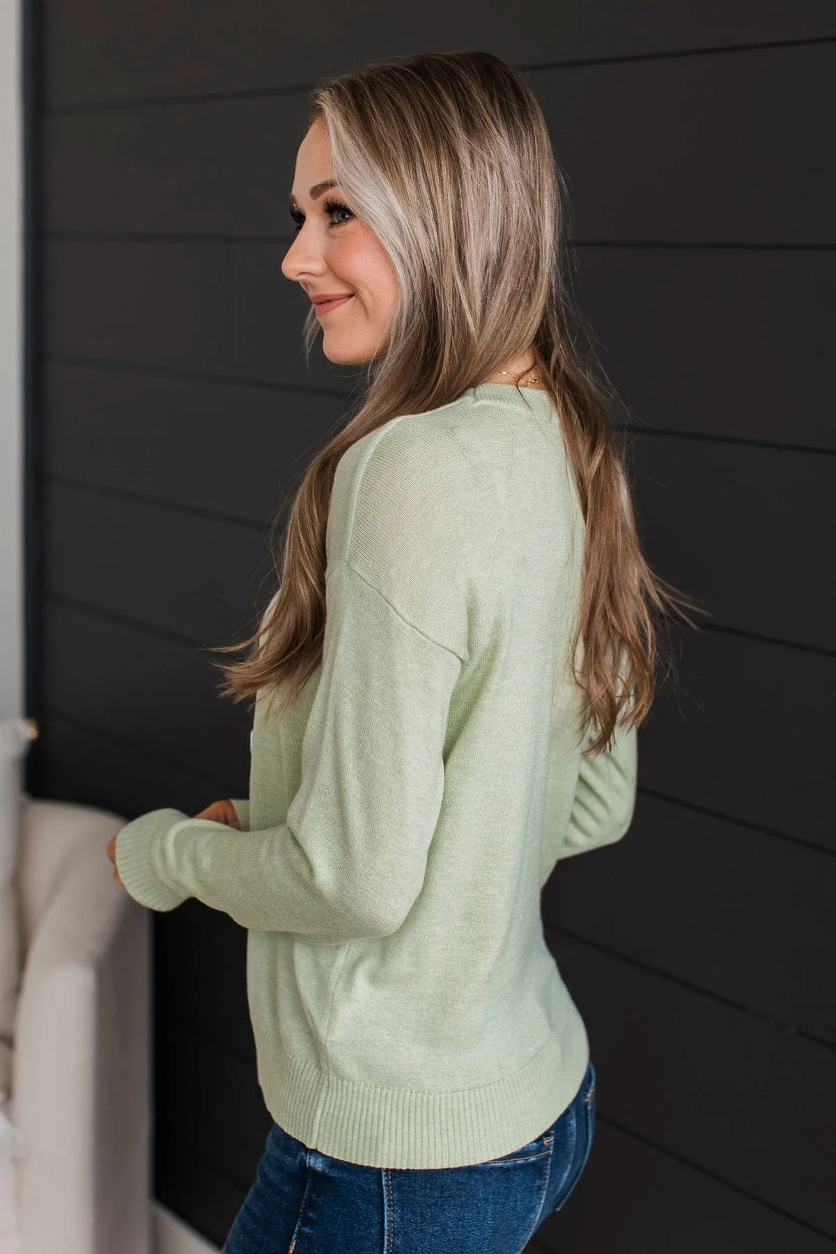 Searching For Love Embroidered Sweater- Sage