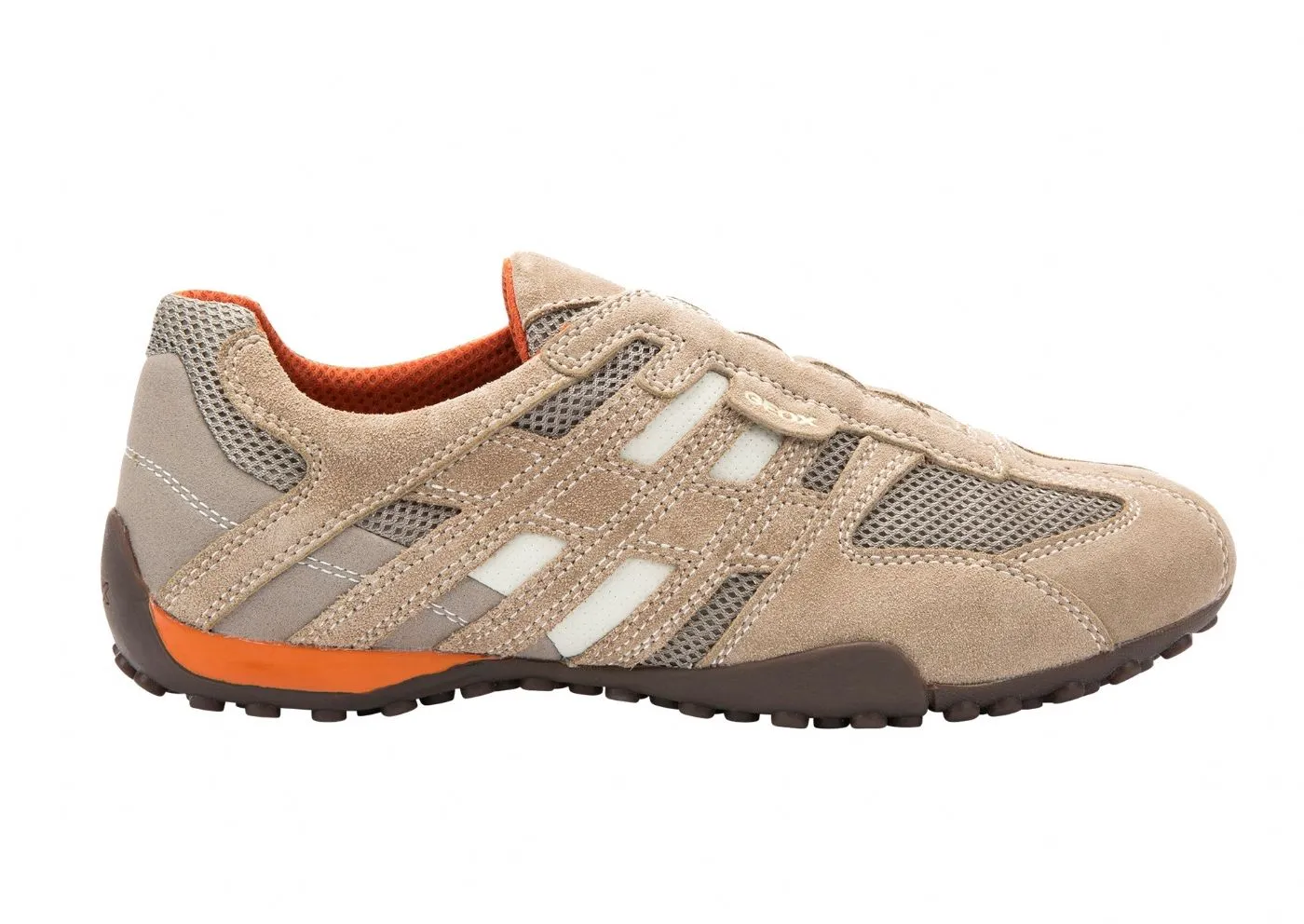 SNEAKERS GEOX UOMO U SNAKE L - SCAM.+MESH  BEIGE/DK ORANGE U4207L 02214 C0845