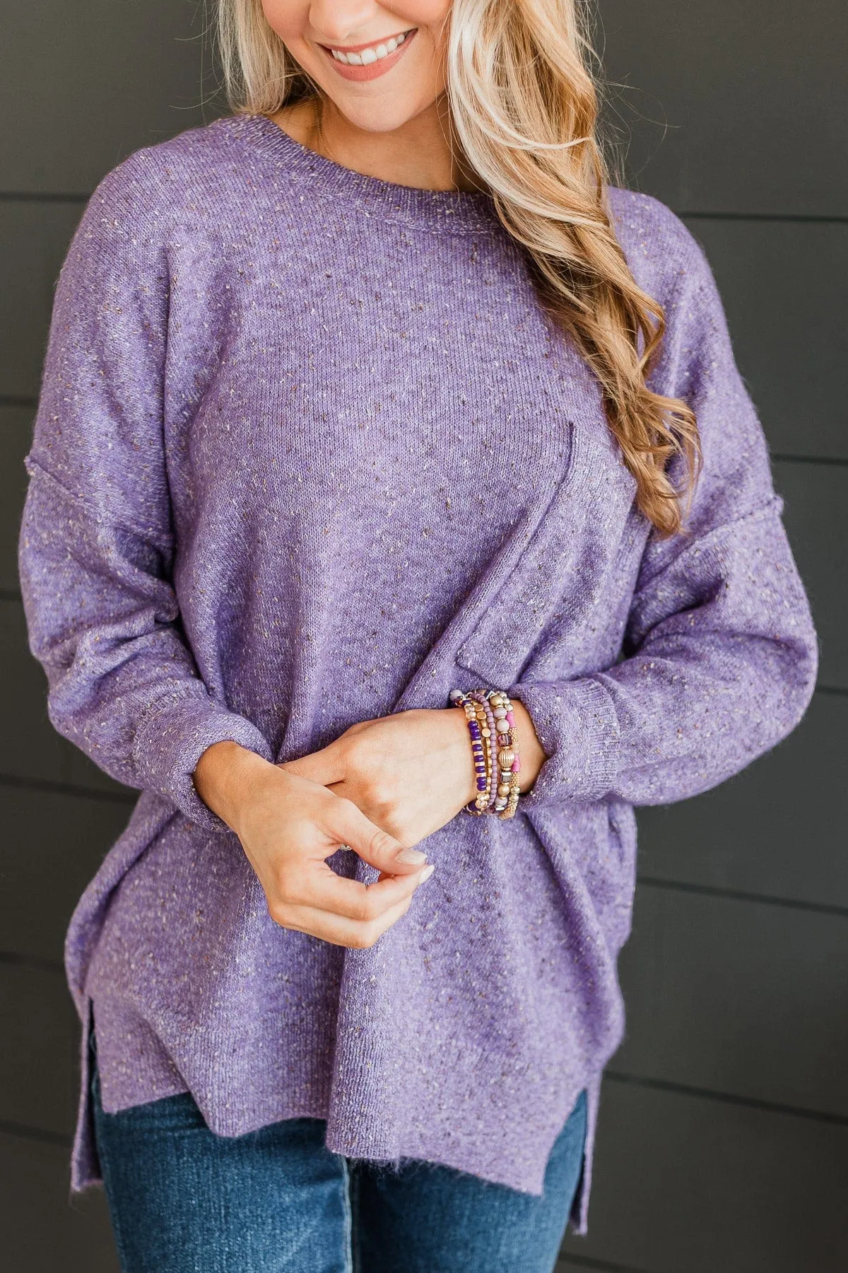 Stay Magical Sprinkle Knit Sweater- Purple