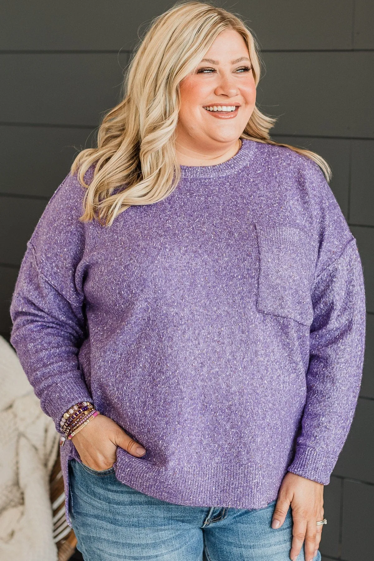 Stay Magical Sprinkle Knit Sweater- Purple