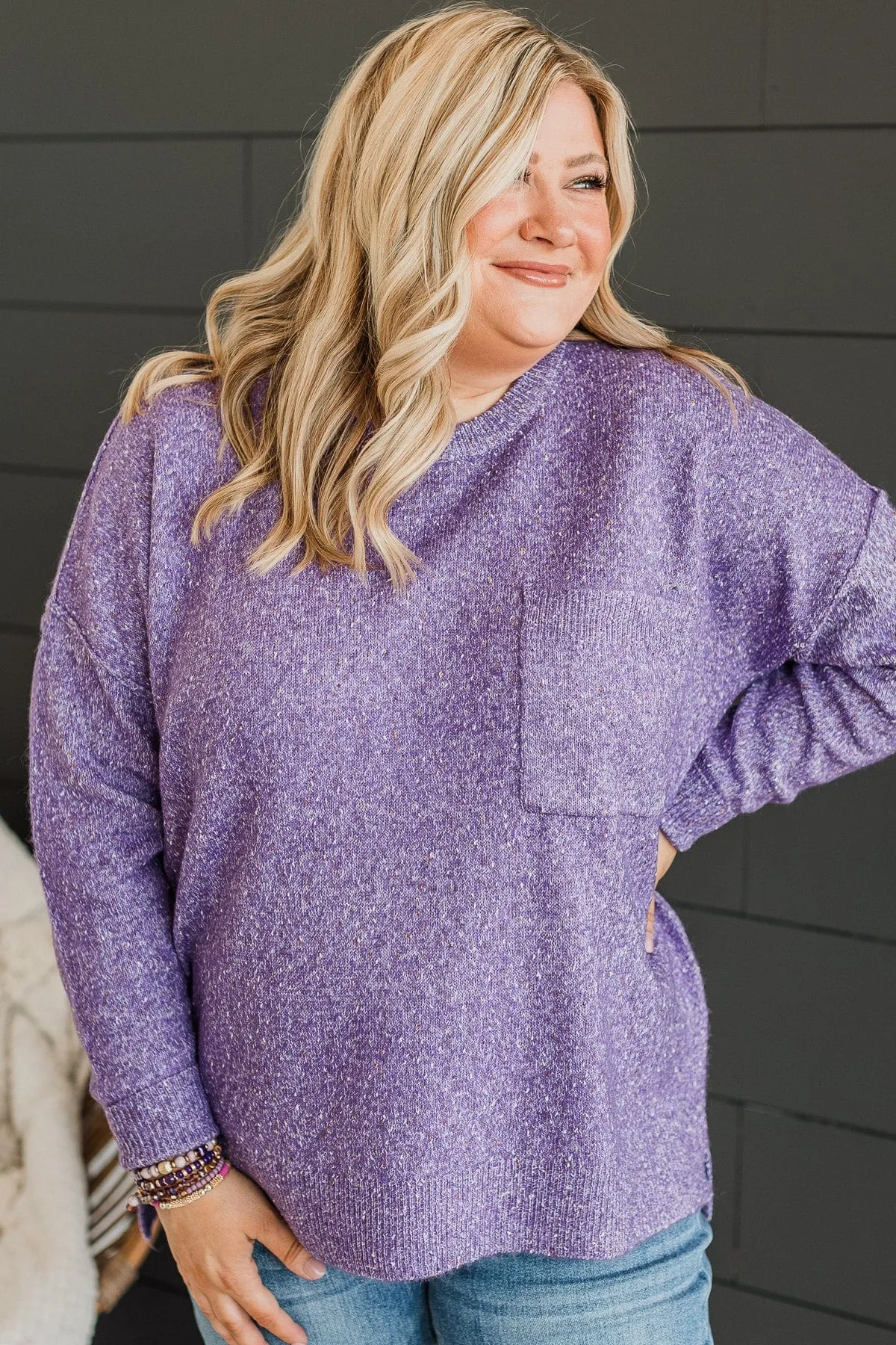 Stay Magical Sprinkle Knit Sweater- Purple