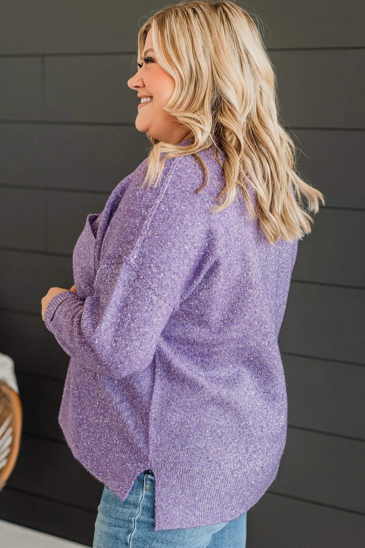 Stay Magical Sprinkle Knit Sweater- Purple