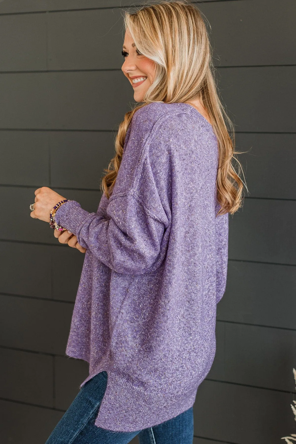 Stay Magical Sprinkle Knit Sweater- Purple