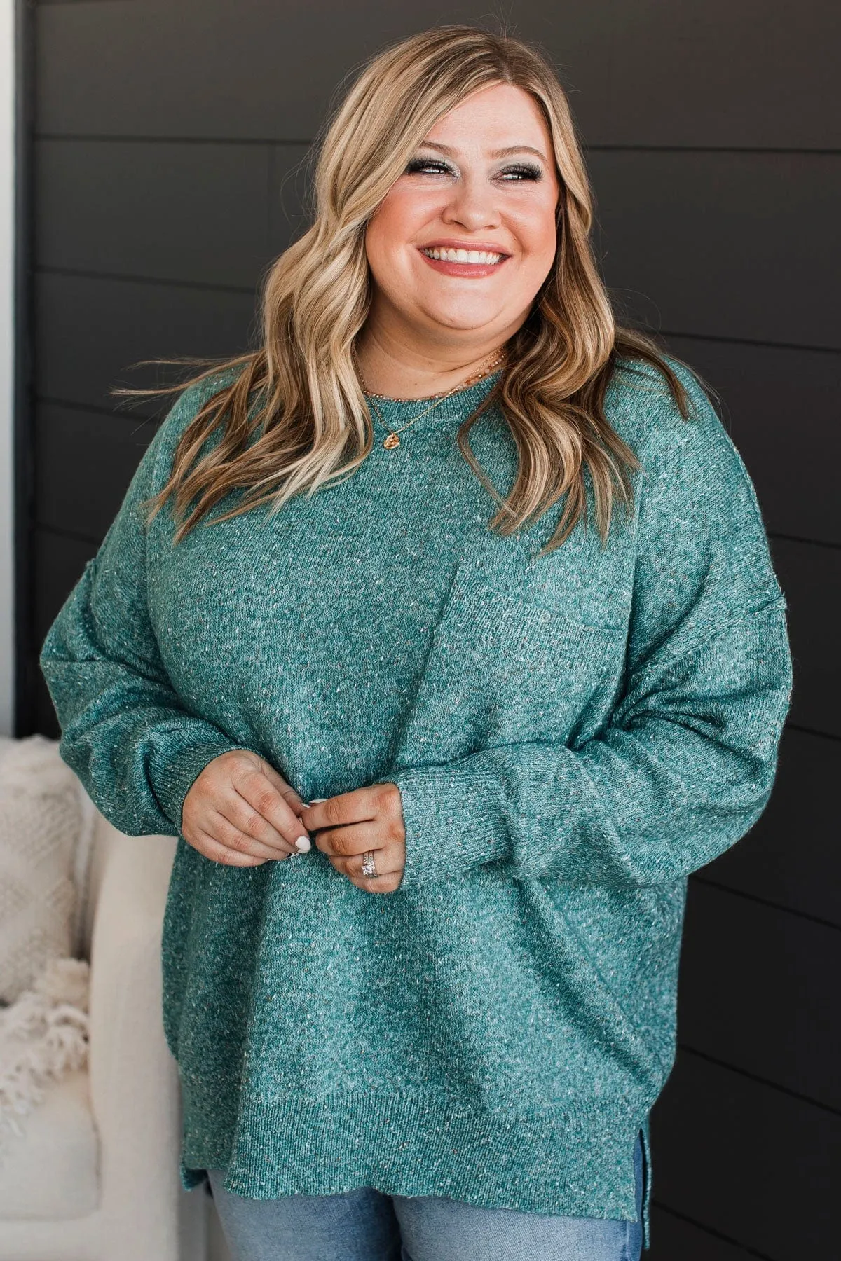 Stay Magical Sprinkle Knit Sweater- Teal