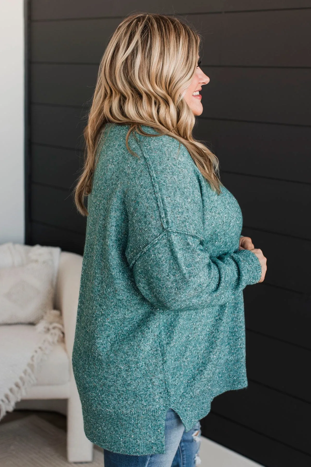 Stay Magical Sprinkle Knit Sweater- Teal