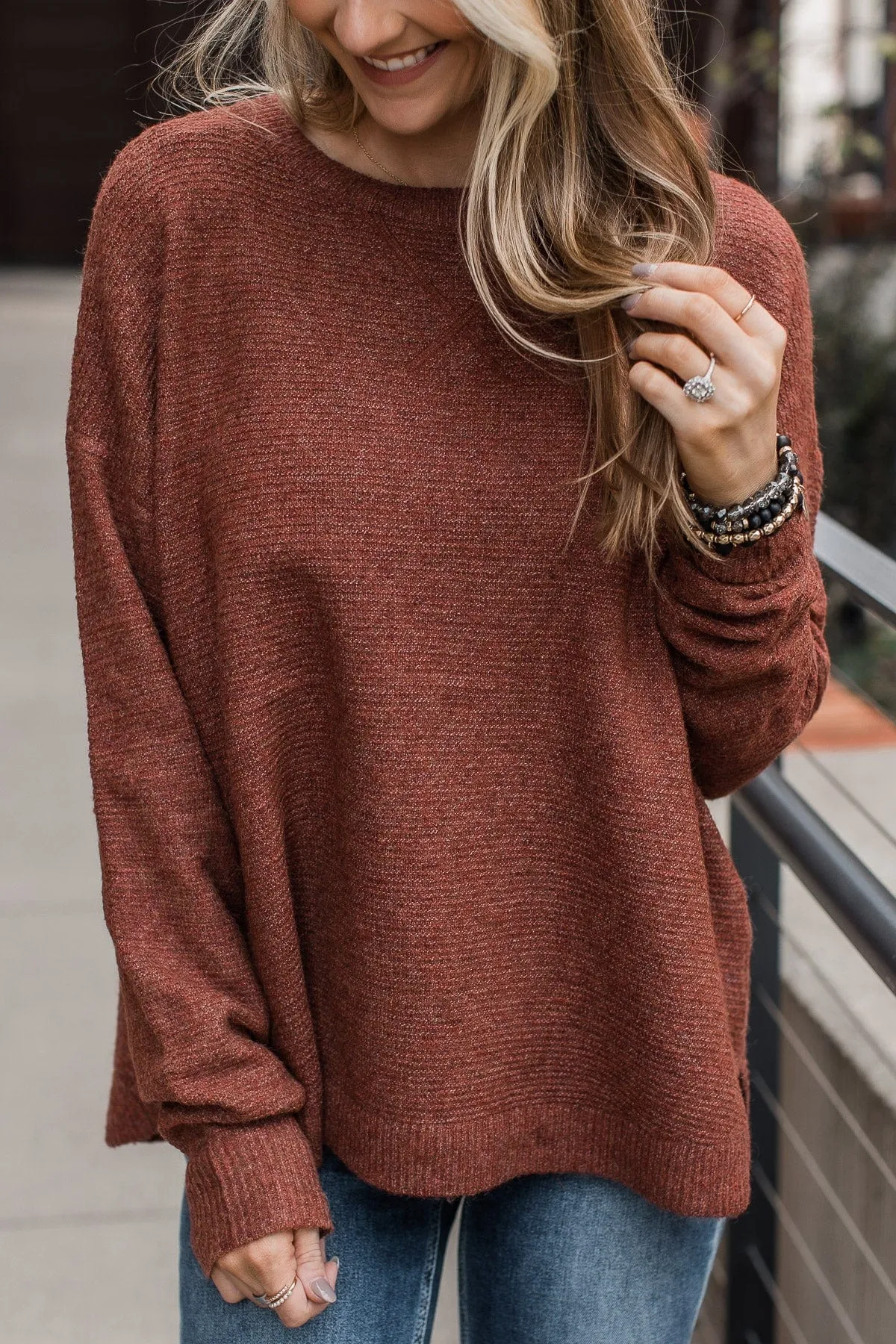 Stay True Soft Knit Sweater- Brick