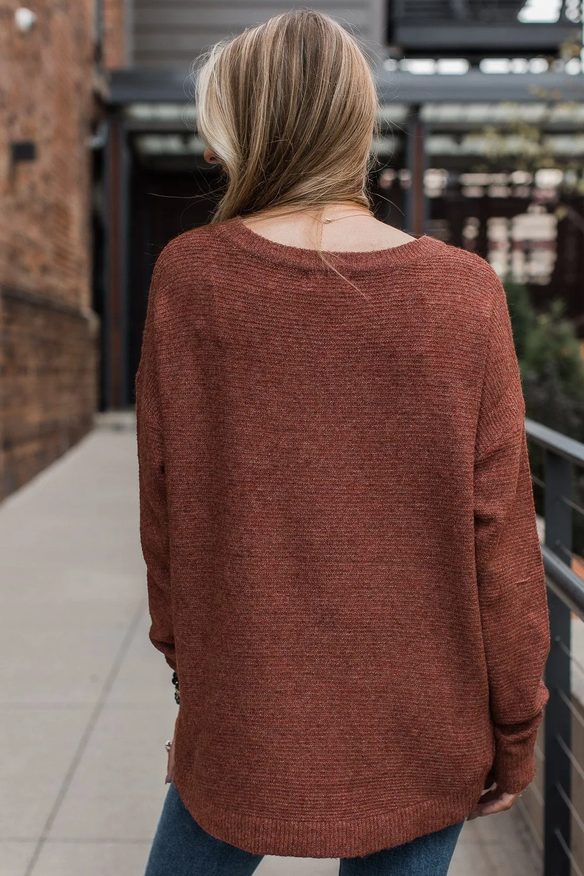 Stay True Soft Knit Sweater- Brick