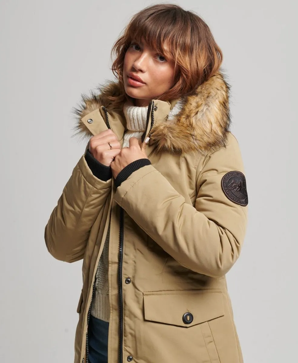 Superdry Womens Everest Faux Fur Bomber Jacket Natural Tan