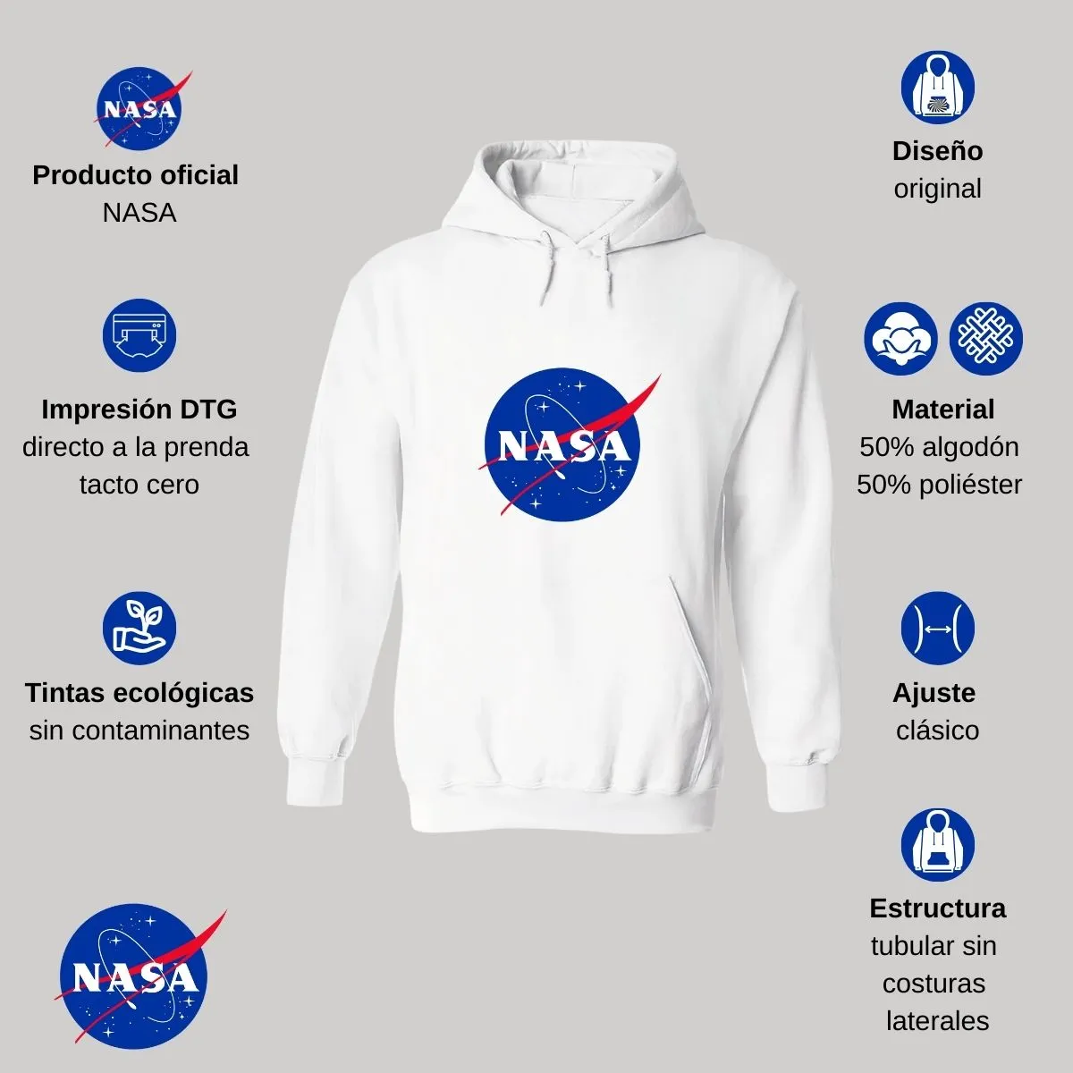 Sweater Suéter Hombre Hoodie Nasa Logo