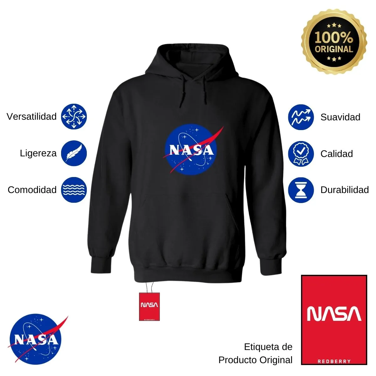 Sweater Suéter Hombre Hoodie Nasa Logo