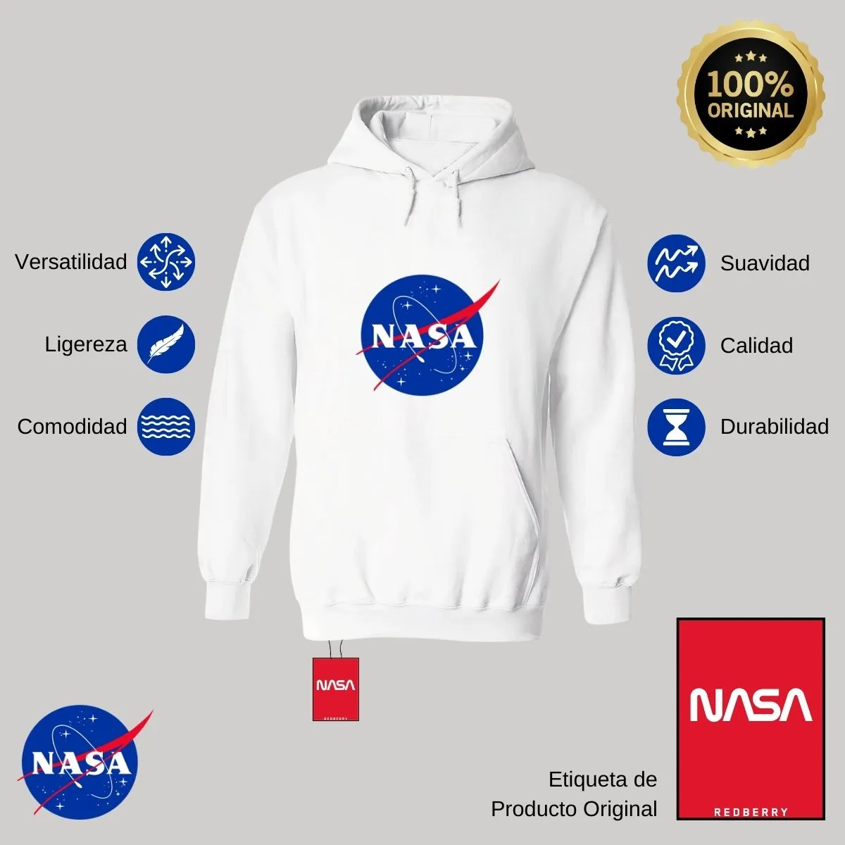 Sweater Suéter Hombre Hoodie Nasa Logo