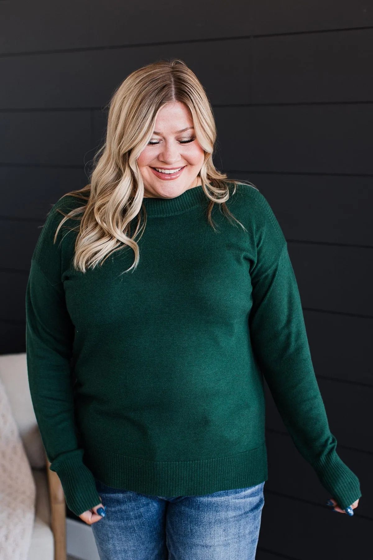 Sweet Melodies Knit Sweater- Forest Green