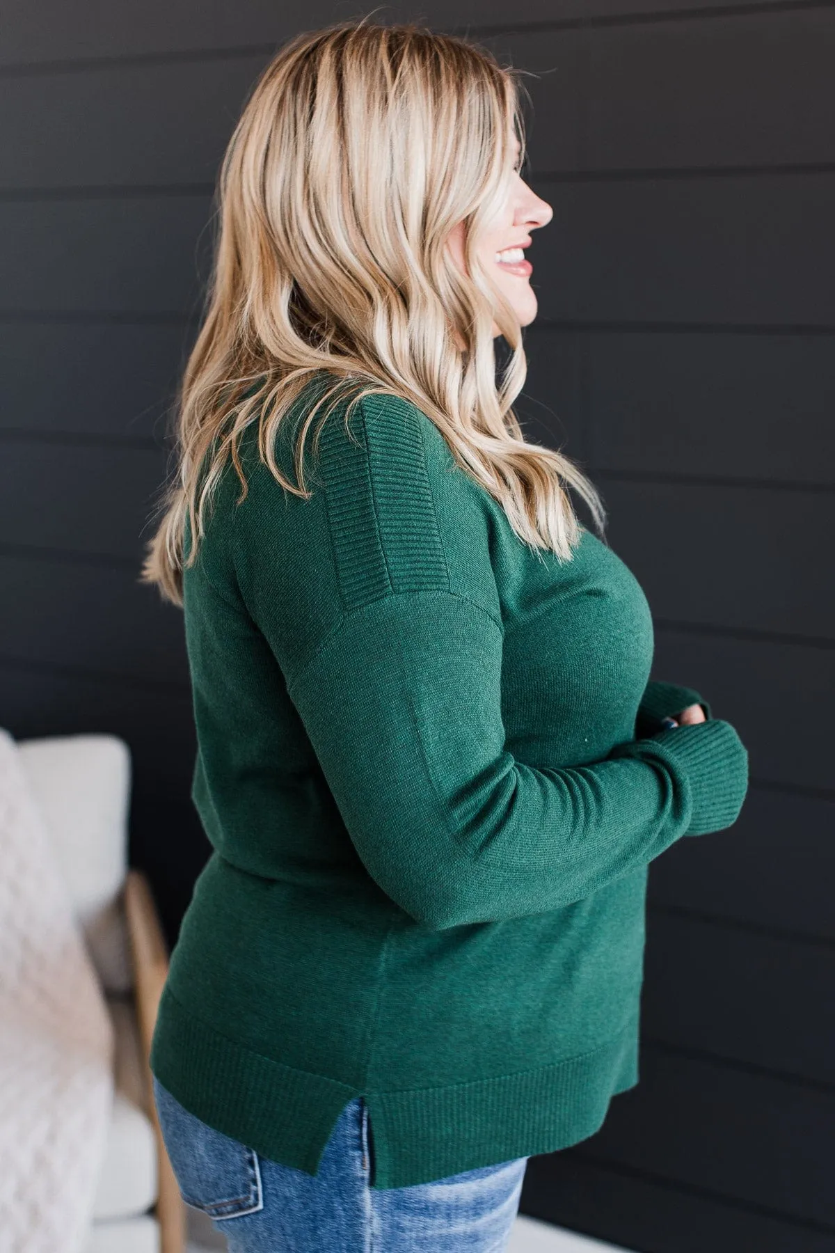 Sweet Melodies Knit Sweater- Forest Green