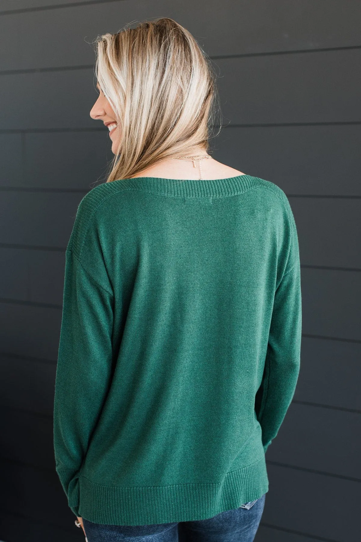 Sweet Melodies Knit Sweater- Forest Green