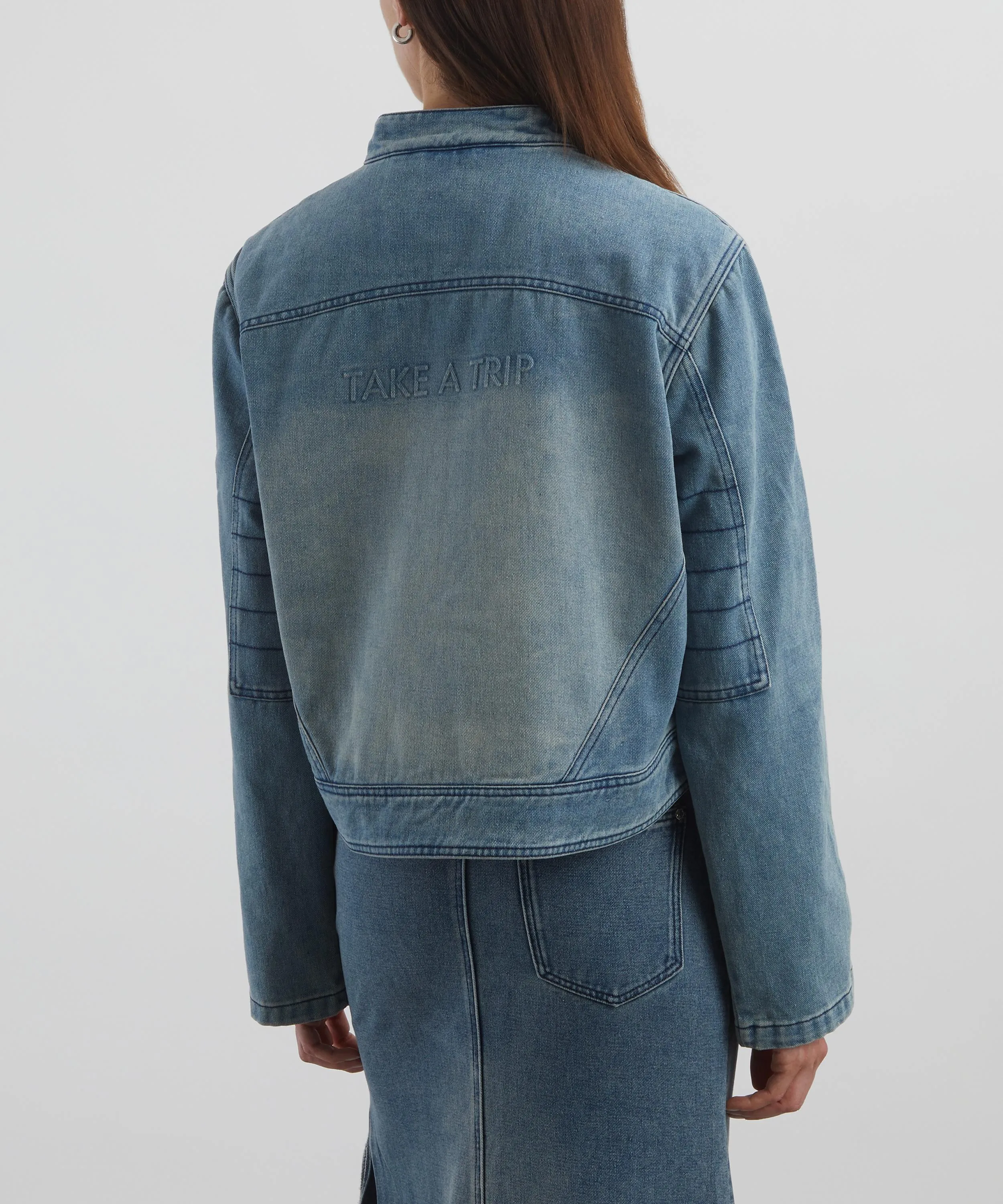 Take a Trip Mini Racer Denim Jacket