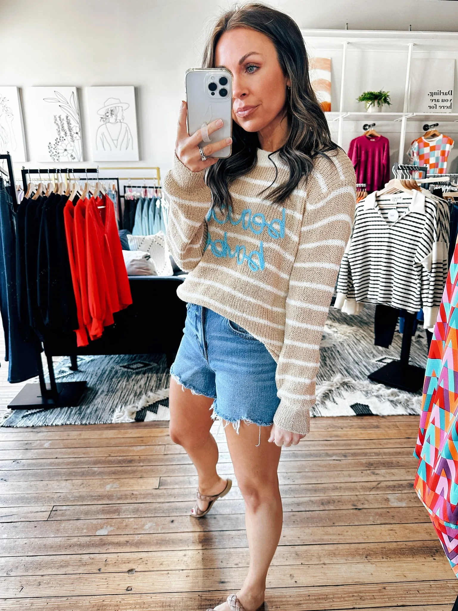 Taupe/Ivory Lightweight Beach Babe Sweater