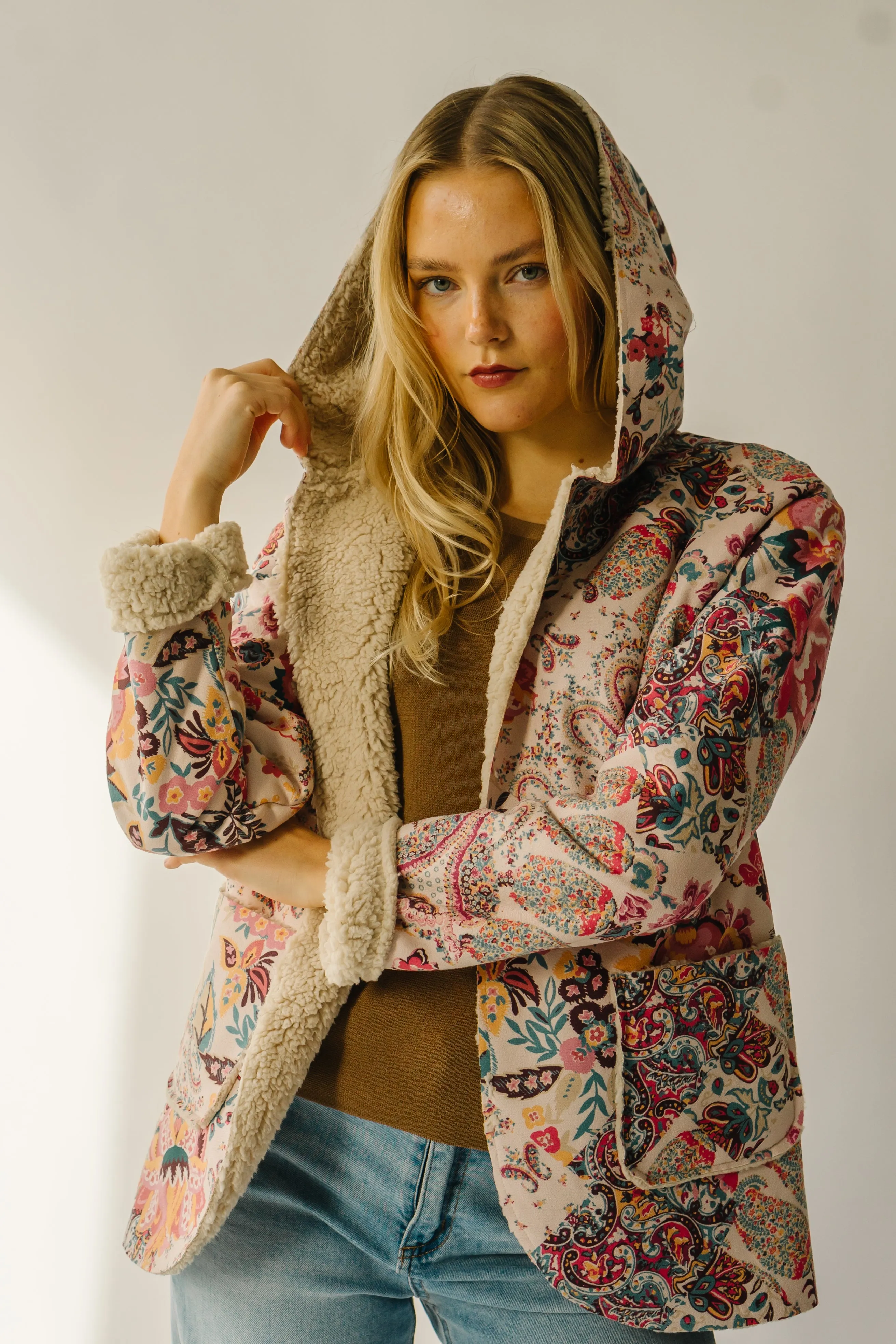 The Dudley Paisley Printed Jacket in Natural + Red