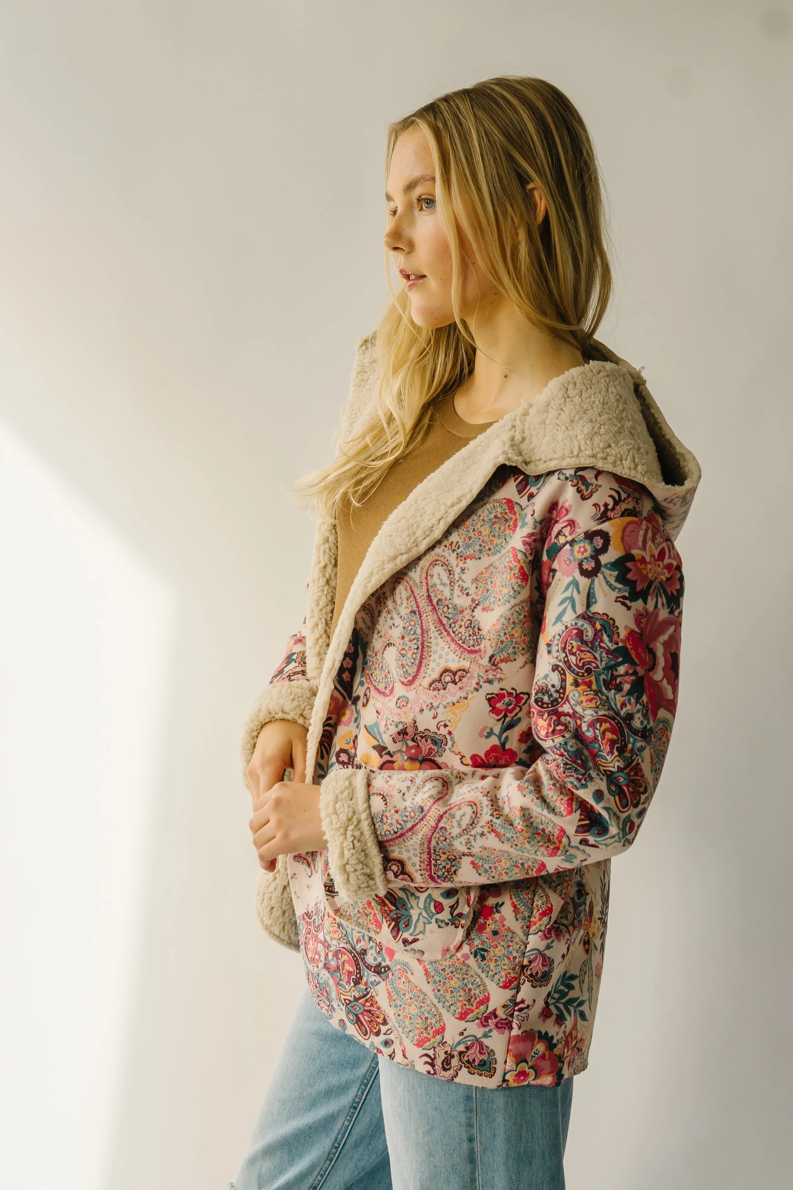 The Dudley Paisley Printed Jacket in Natural + Red