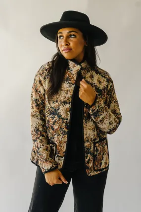 The Ellenton Floral Tapestry Jacket in Black + Natural