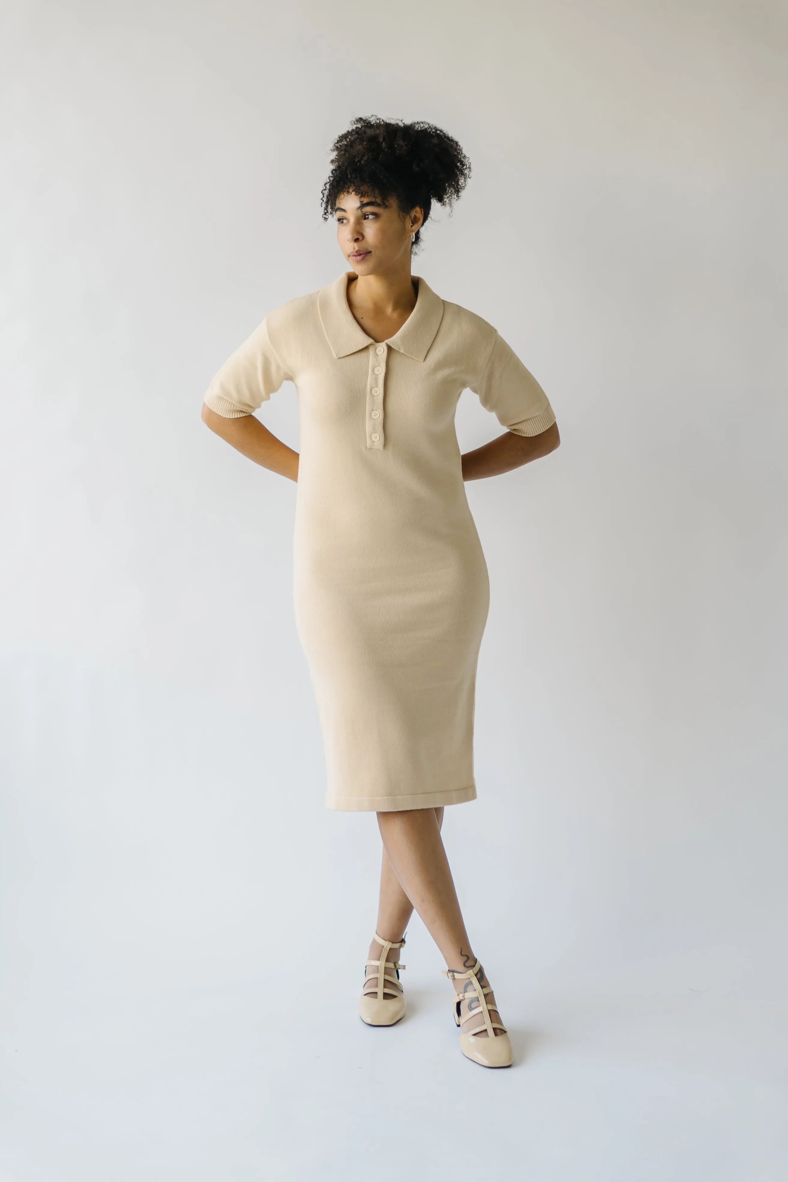 The Gowans Sweater Dress in Tan