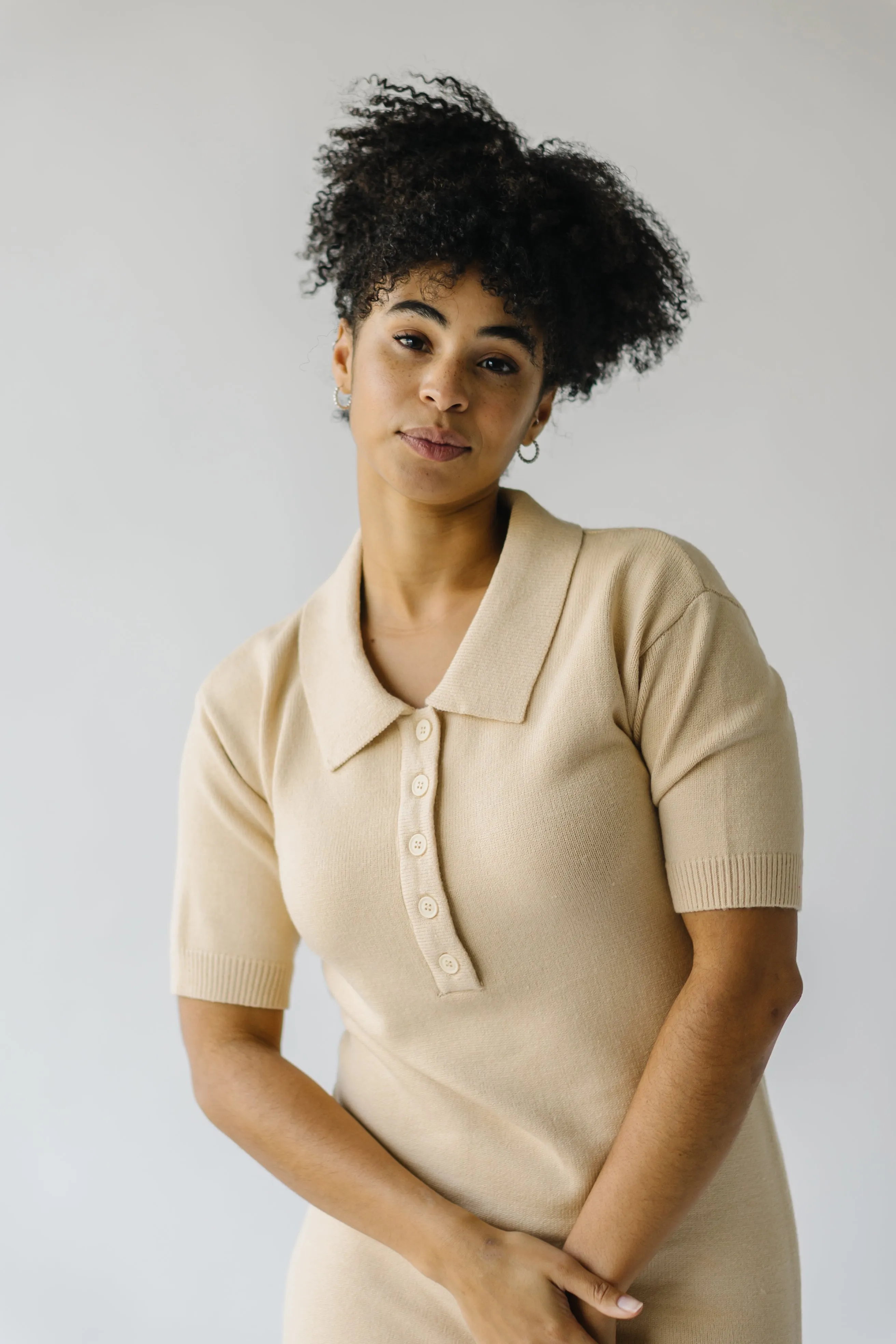 The Gowans Sweater Dress in Tan