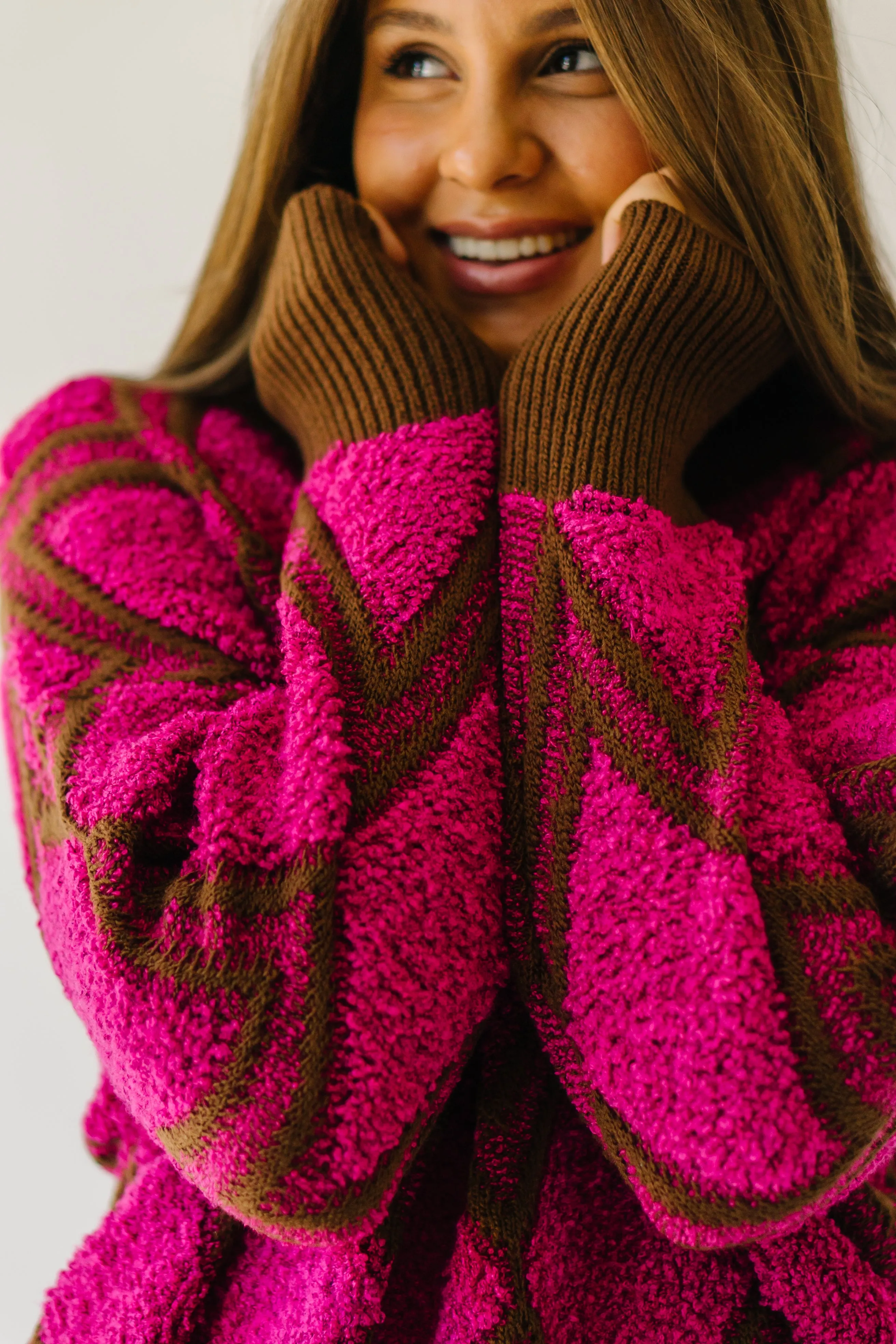 The Lockhart Textured Sweater in Magenta