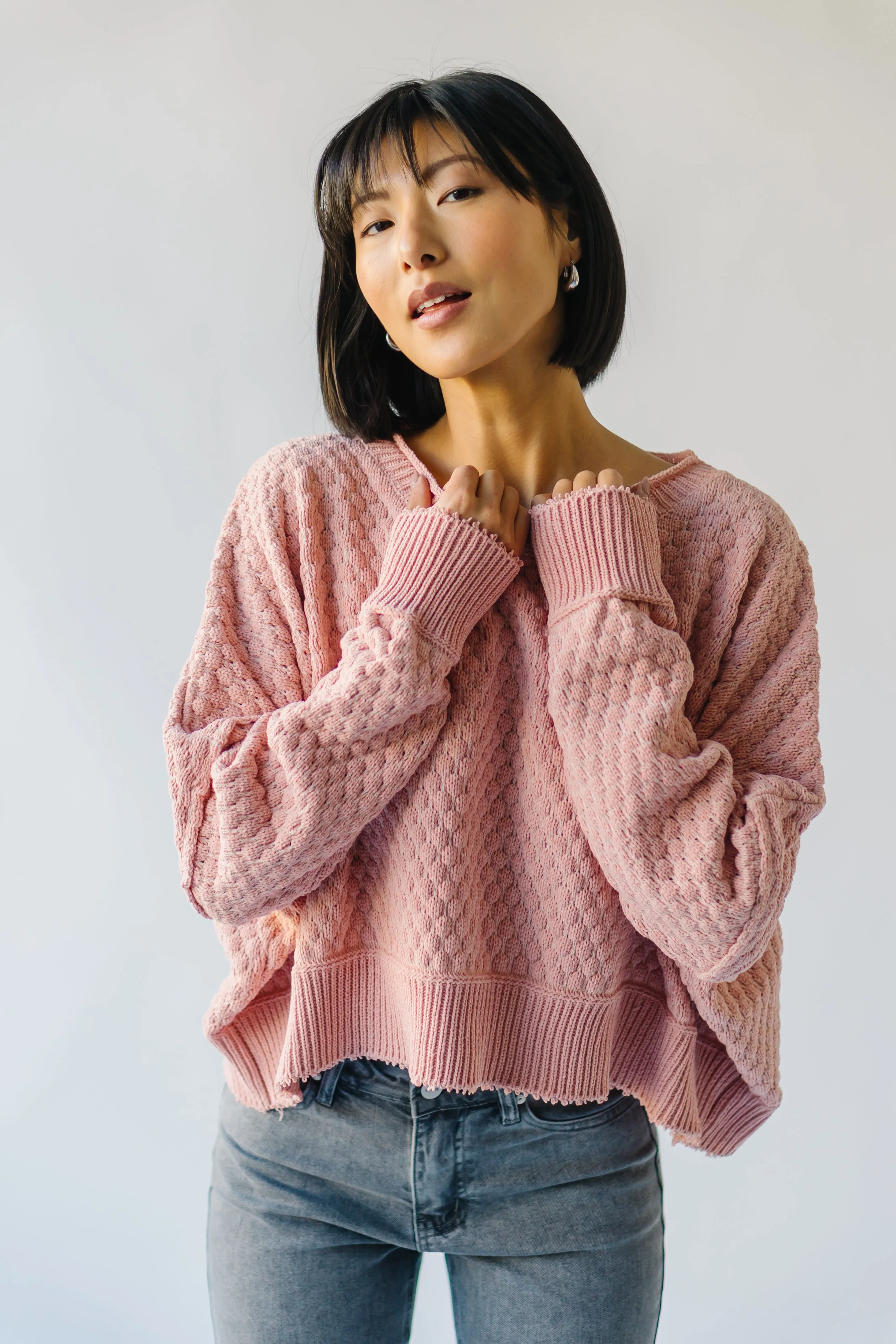 The Rippey Textured Sweater in Blush