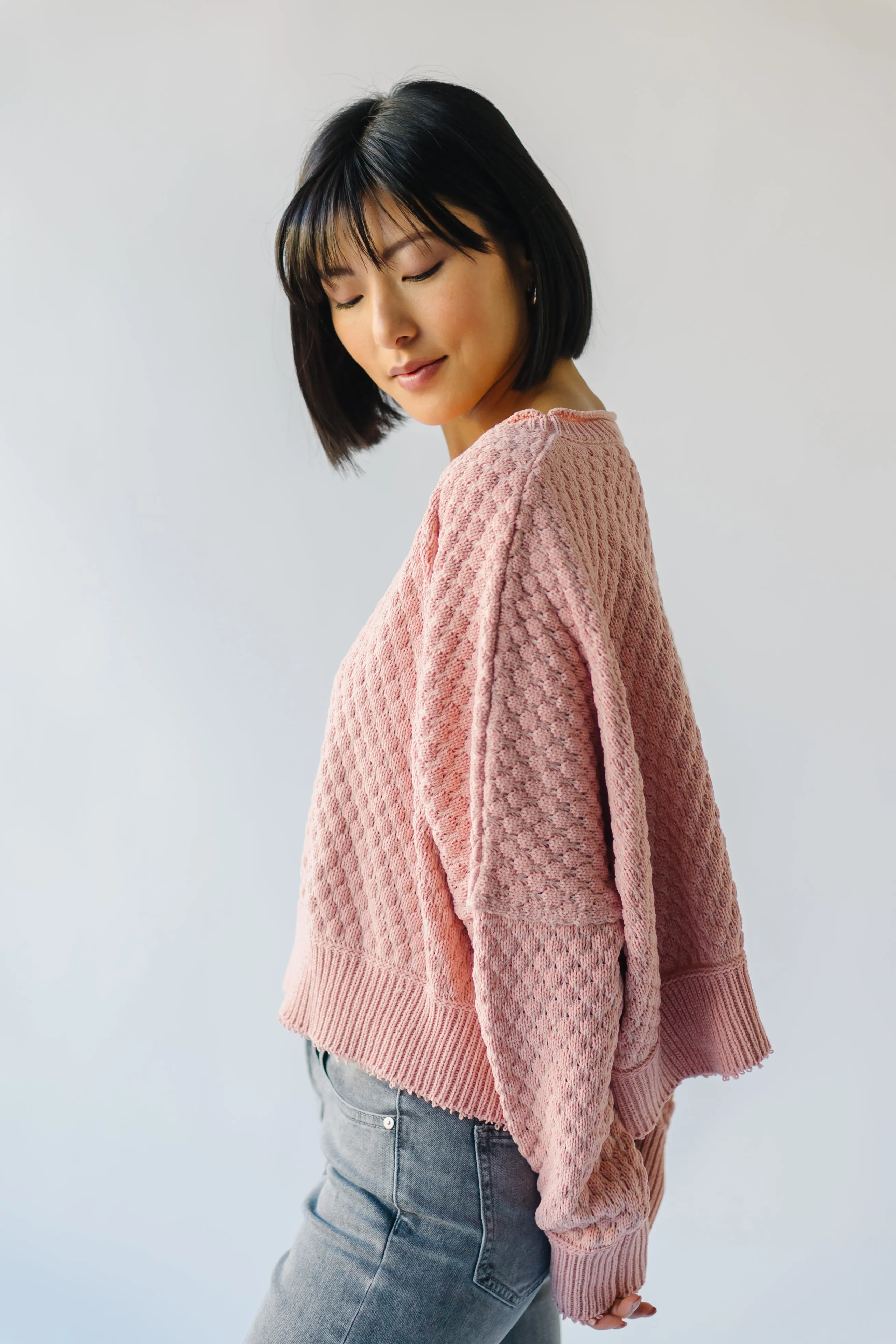 The Rippey Textured Sweater in Blush