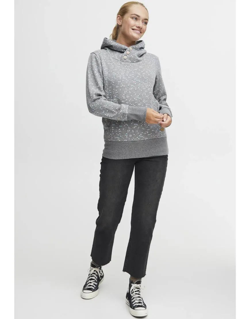 Thick Fleece Dot Pattern Hoodie-Grey