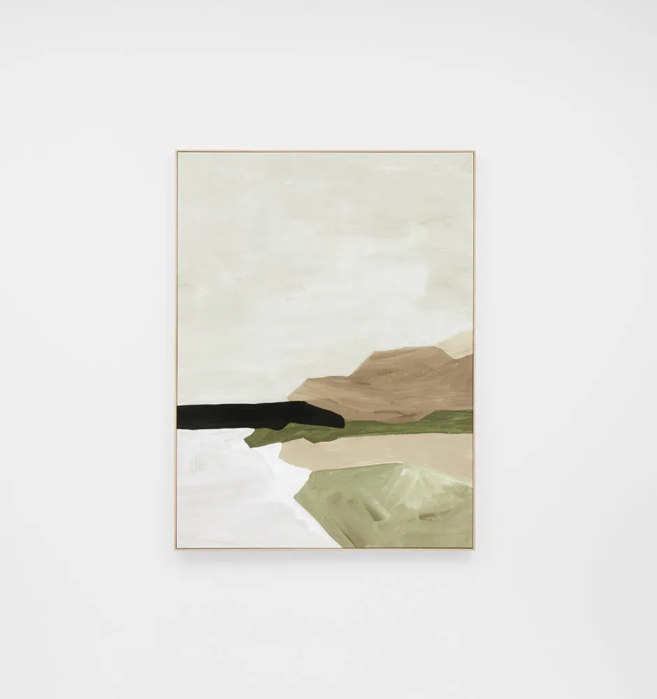 Tranquil Coastline Olive Framed Canvas