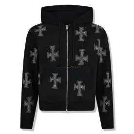 Unknown London Black Rhinestone Hoodie