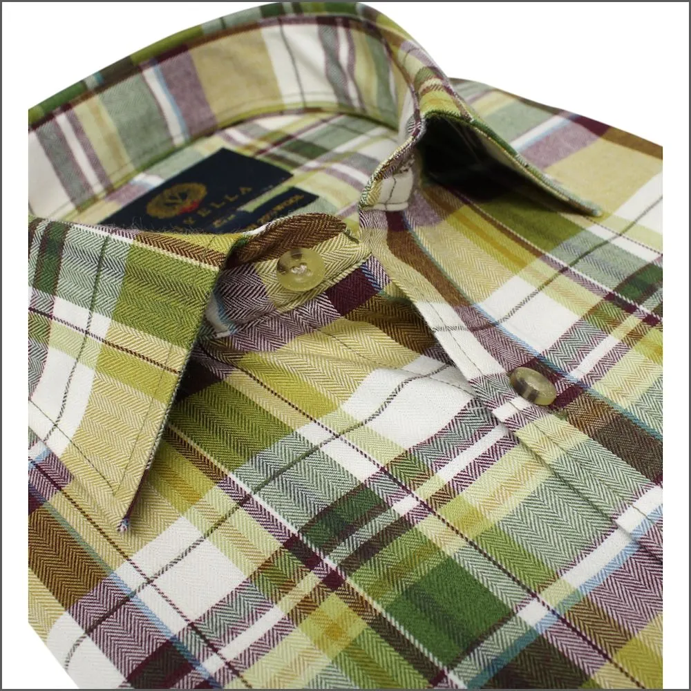 Viyella Gold Purple Check Wool Blend  Shirt