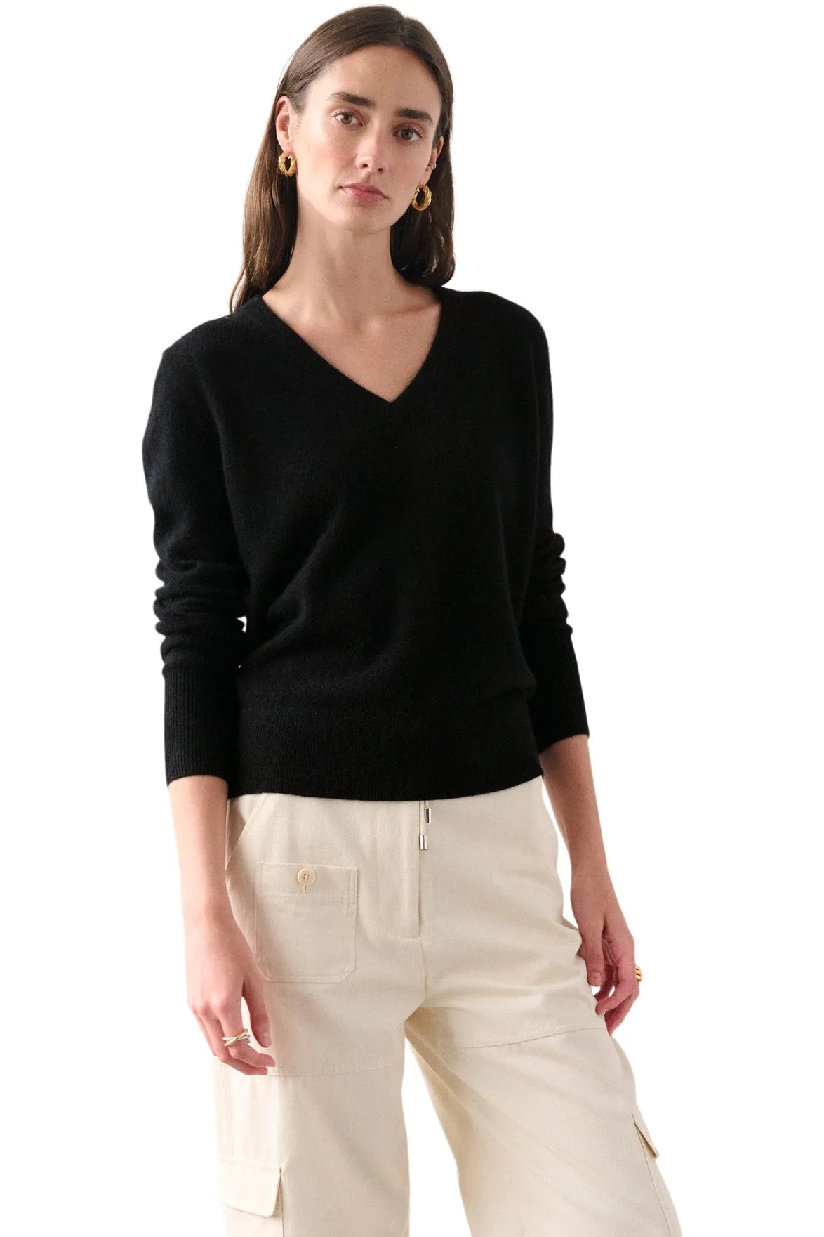 White & Warren Cashmere V-neck Sweater