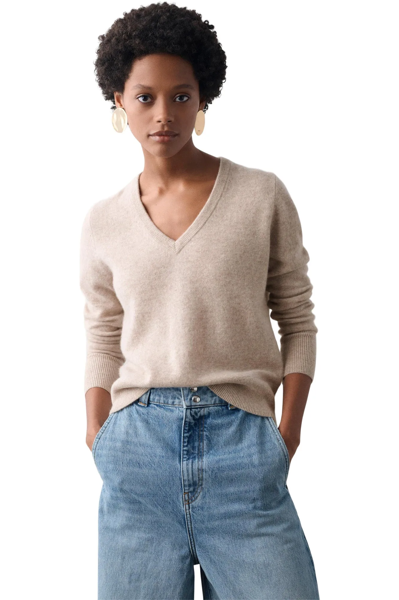 White & Warren Cashmere V-neck Sweater