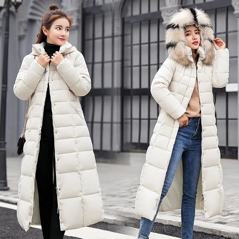 Winter jacket women's warm fashion bow belt