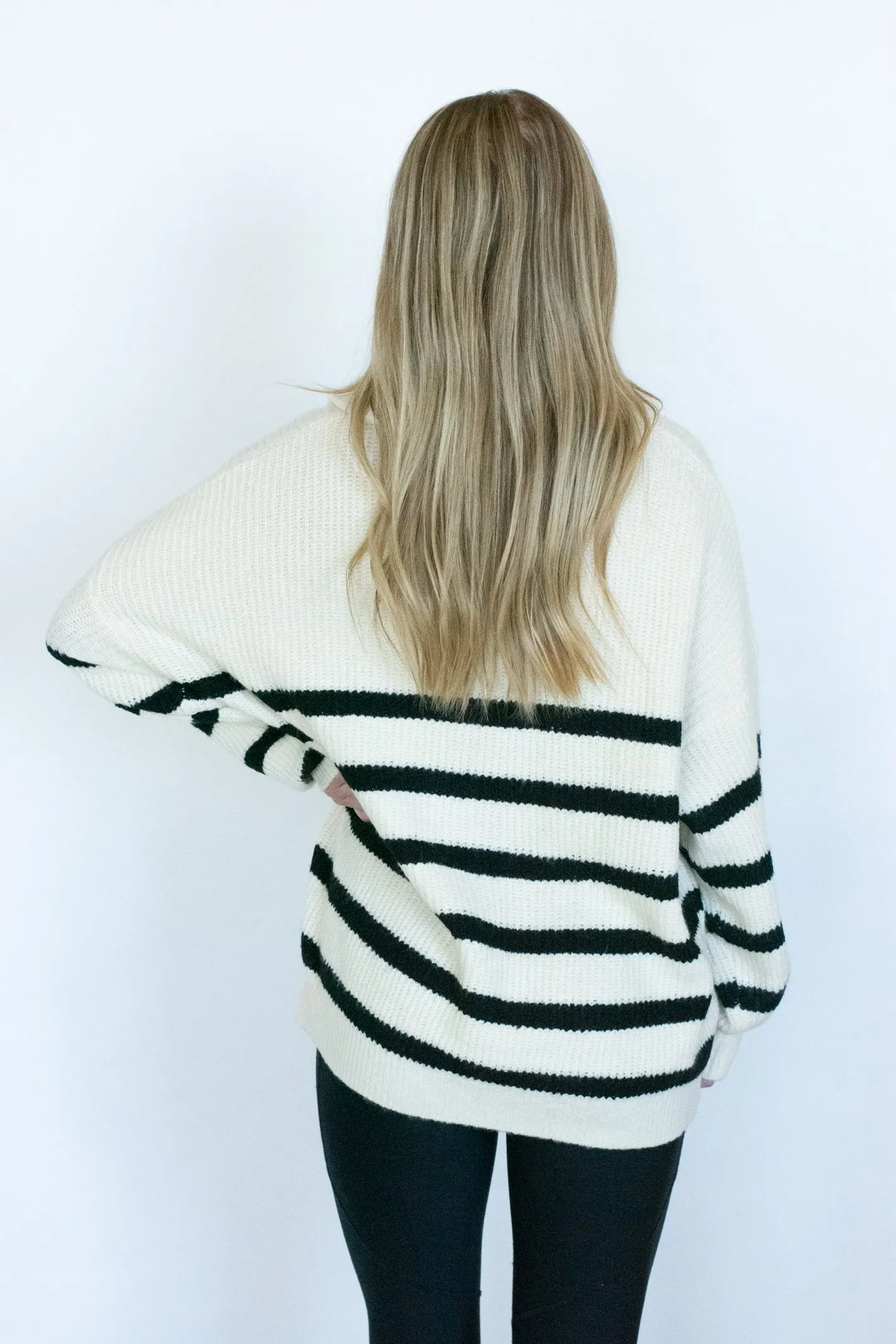 Winter Memories Cream Stripe Pullover Sweater